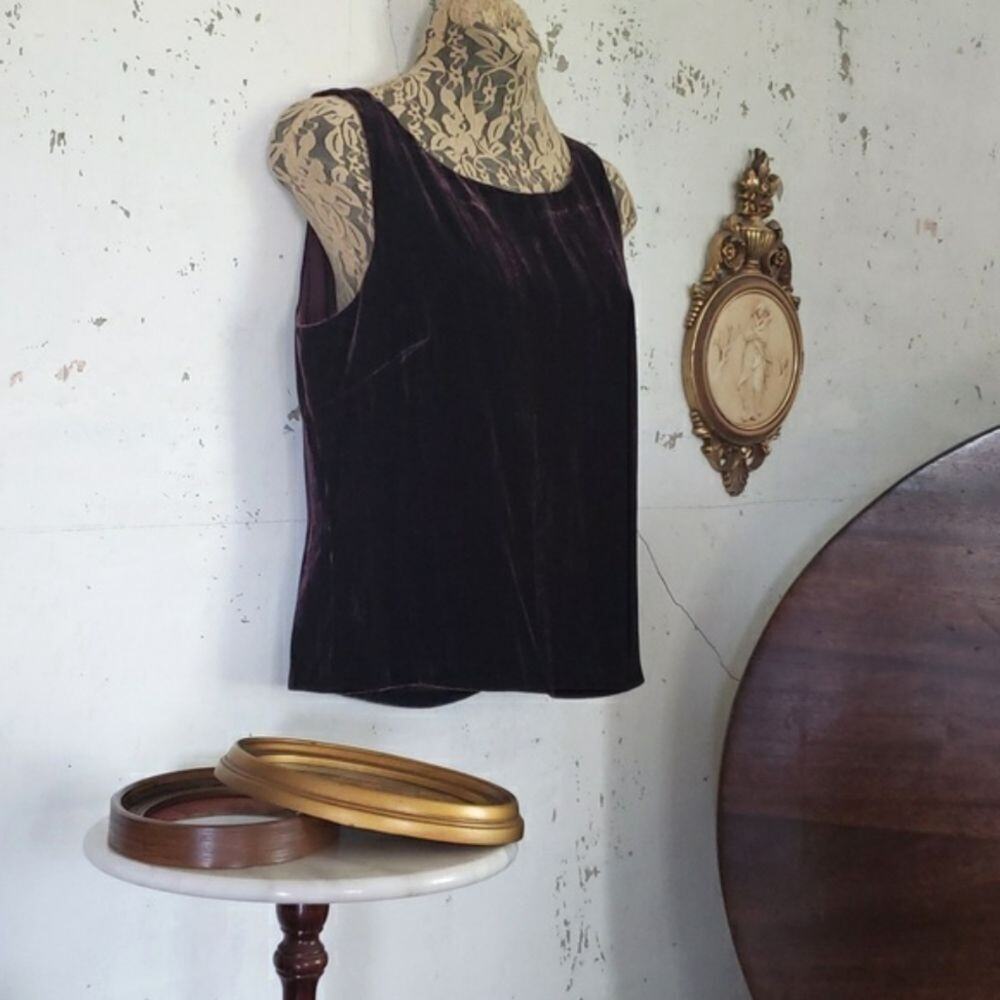JOSEPHINE CHAUS Women's Crinkled Velvet Silk Blend Career Academia Top Size 6